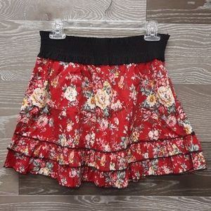 Run 21 red black floral mini skirt